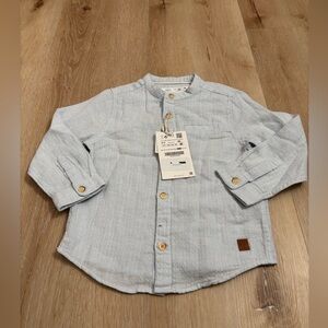Zara Kids Light Blue Button-Up Shirt